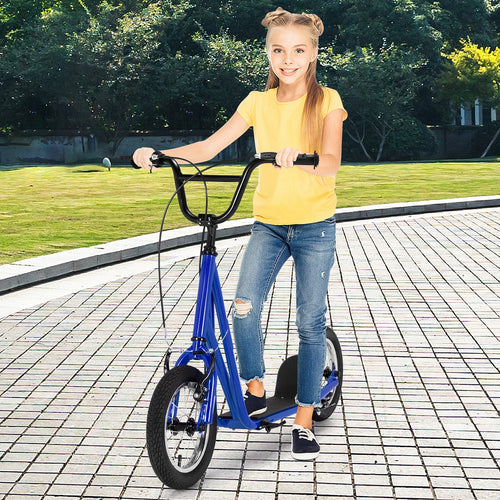 Height Adjustable Kid Kick Scooter with 12 Inch Air Filled Wheel, Navy