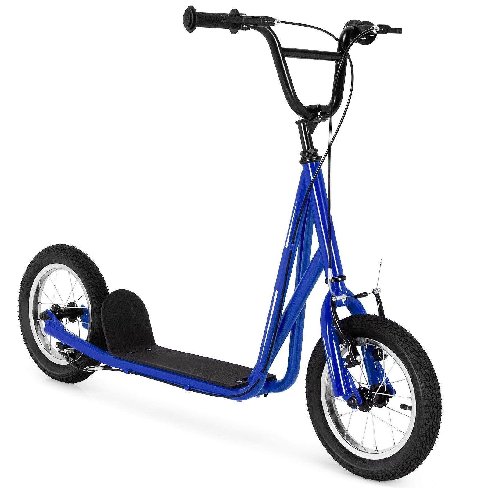 Height Adjustable Kid Kick Scooter with 12 Inch Air Filled Wheel, Navy Scooters Navy at Gallery Canada