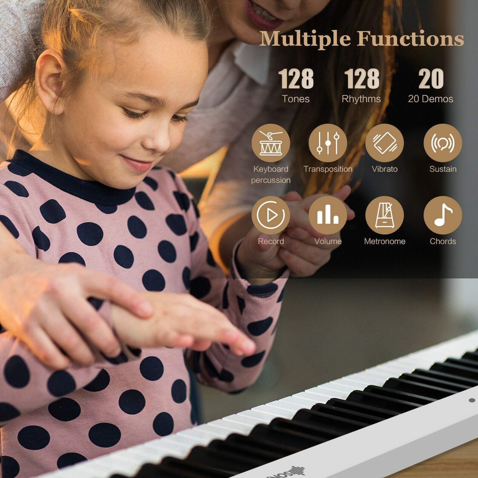88-Key Foldable Digital Piano with MIDI and Wireless BT, White Pianos & Keyboards at Gallery Canada