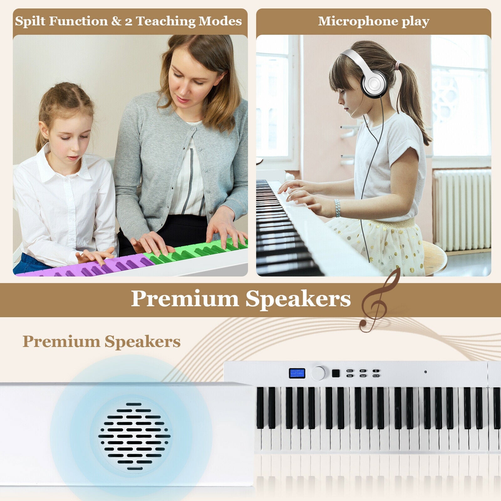 88-Key Foldable Digital Piano with MIDI and Wireless BT, White Pianos & Keyboards at Gallery Canada