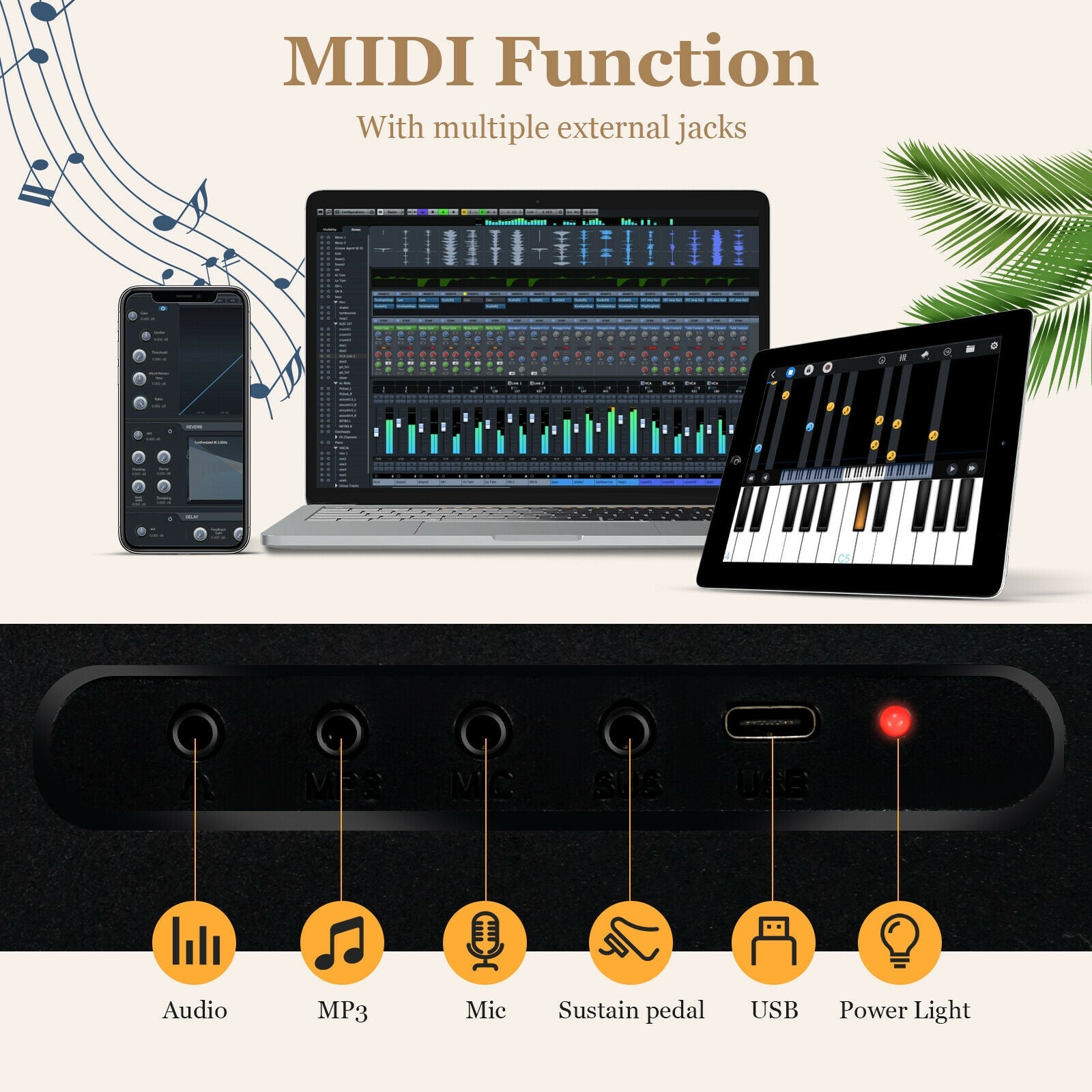 88-Key Foldable Digital Piano with MIDI and Wireless BT, Black Pianos & Keyboards at Gallery Canada