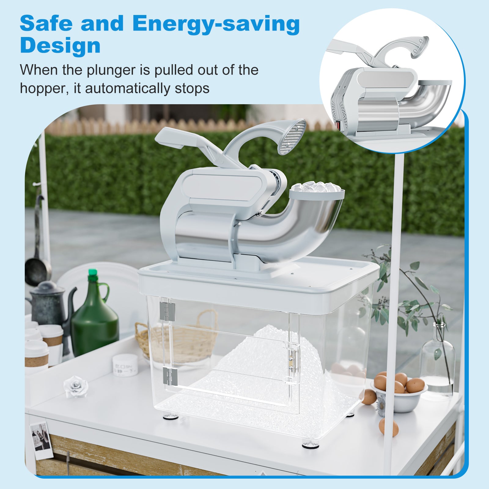 300W Commercial Ice Crusher with Dual Blades and Safety Switch, Gray Ice Crushers & Shavers at Gallery Canada