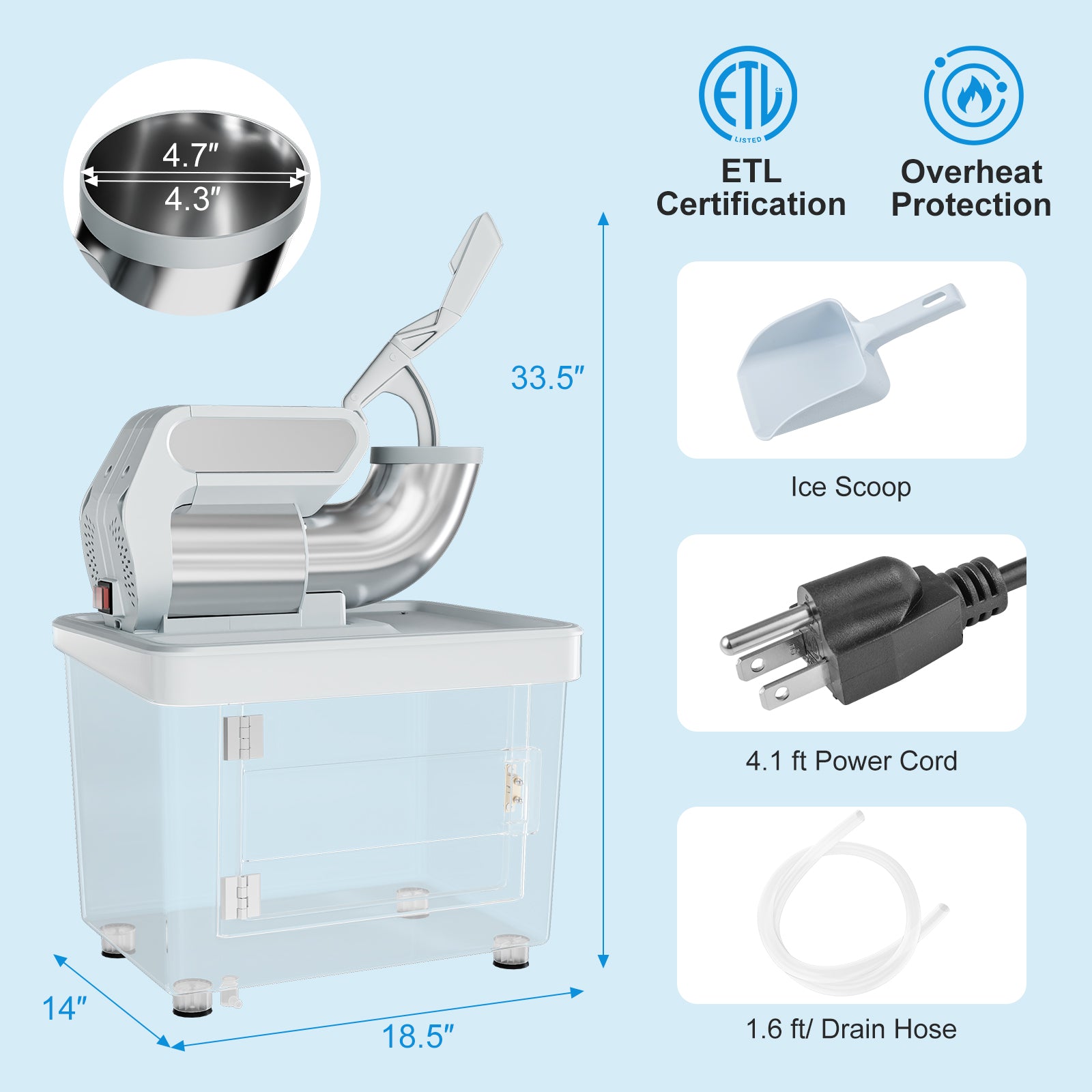 300W Commercial Ice Crusher with Dual Blades and Safety Switch, Gray Ice Crushers & Shavers at Gallery Canada