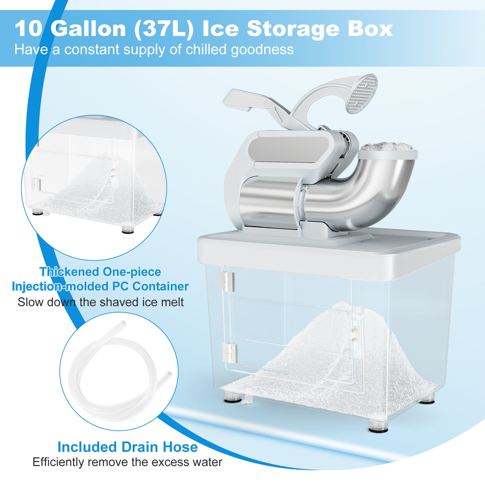 300W Commercial Ice Crusher with Dual Blades and Safety Switch, Gray Ice Crushers & Shavers at Gallery Canada