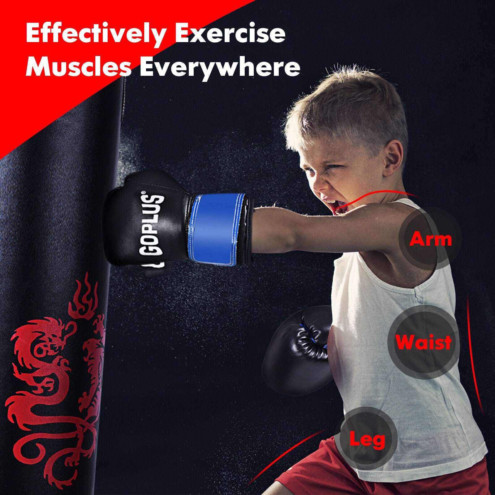 5 Pieces 40Lbs Filled Punching Boxing Set with Jump Rope and Gloves, Black Boxing & Martial Arts at Gallery Canada