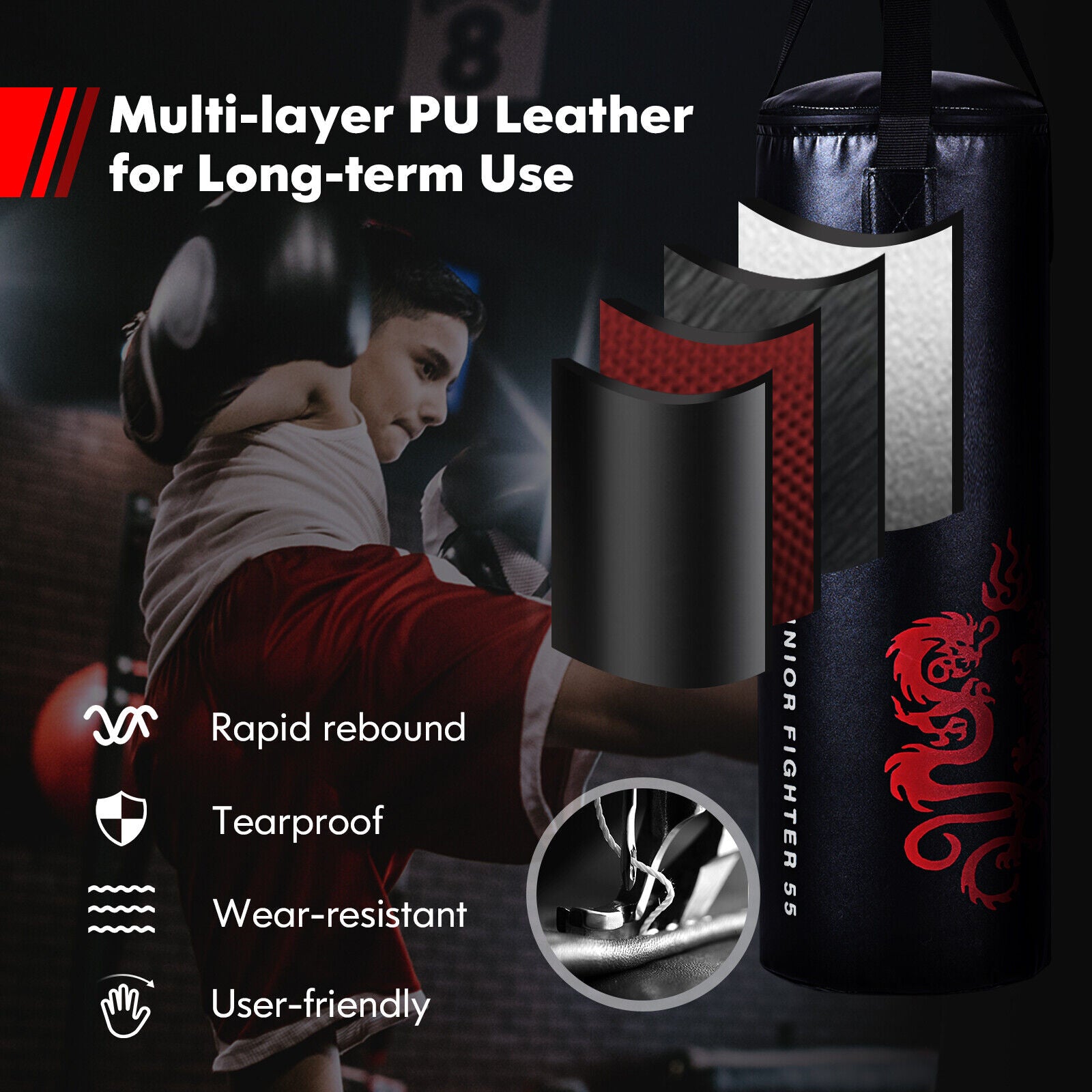 5 Pieces 40Lbs Filled Punching Boxing Set with Jump Rope and Gloves, Black Boxing & Martial Arts at Gallery Canada