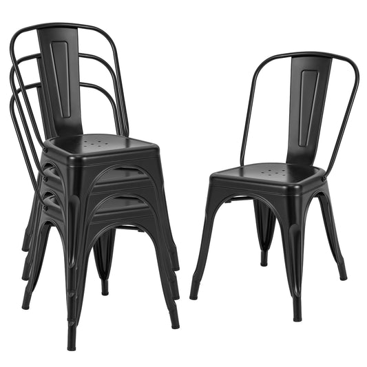 4 Pcs Modern Bar Stools with Removable Back and Rubber Feet, Black Dining Chairs Black  at Gallery Canada