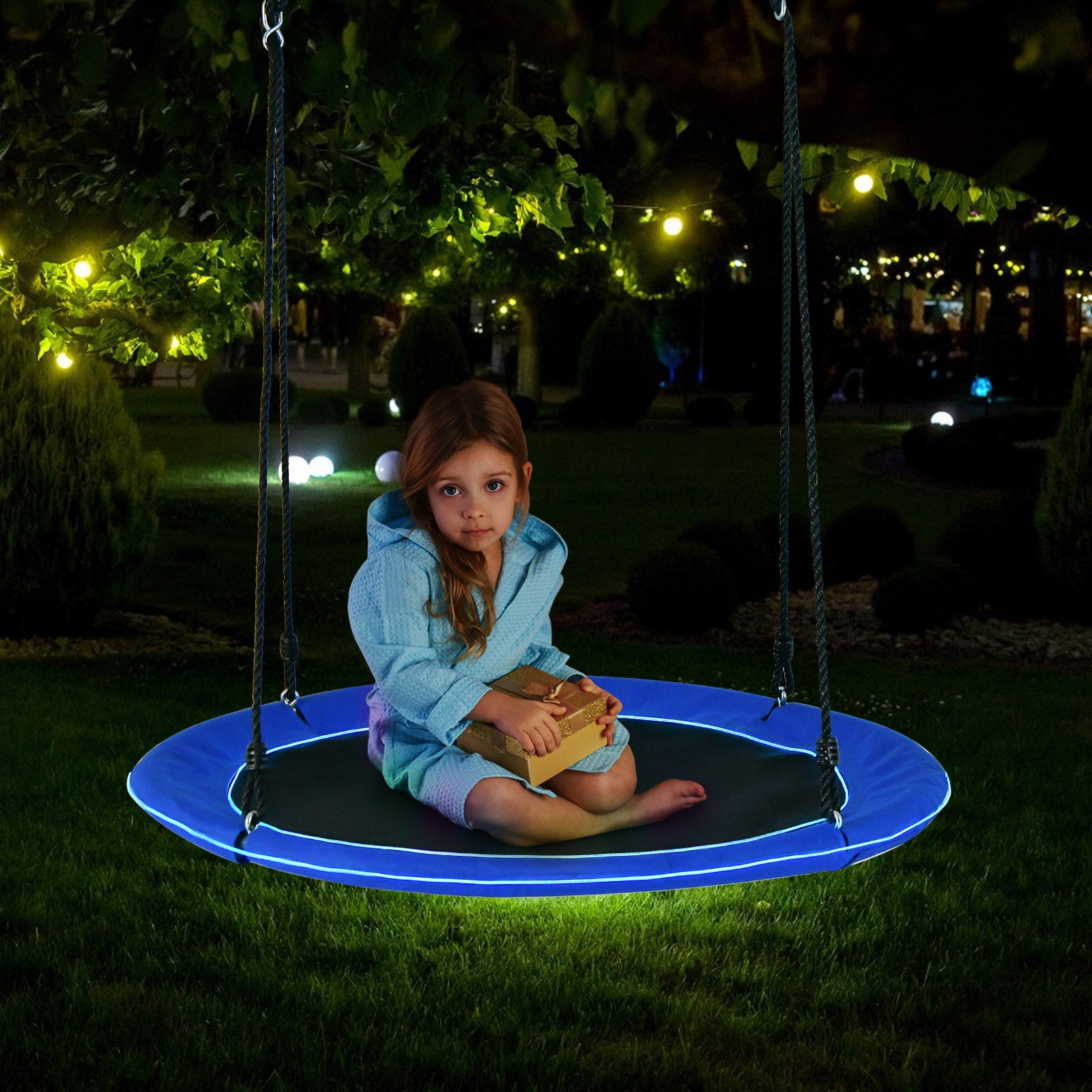 40 Inches Saucer Tree Swing for Kids and Adults, Navy Swing & Playsets at Gallery Canada
