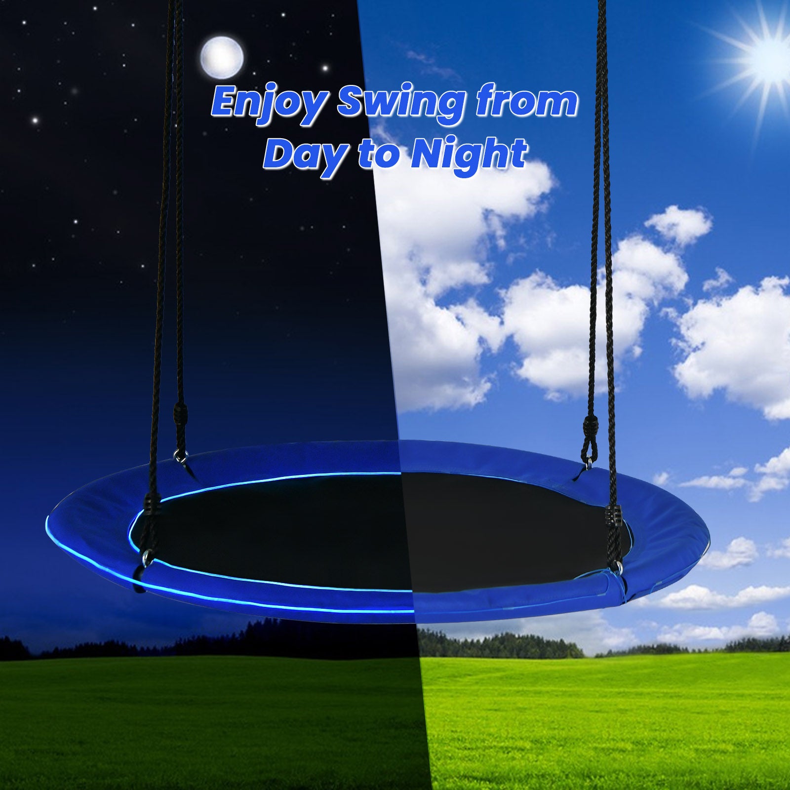 40 Inches Saucer Tree Swing for Kids and Adults, Navy Swing & Playsets at Gallery Canada