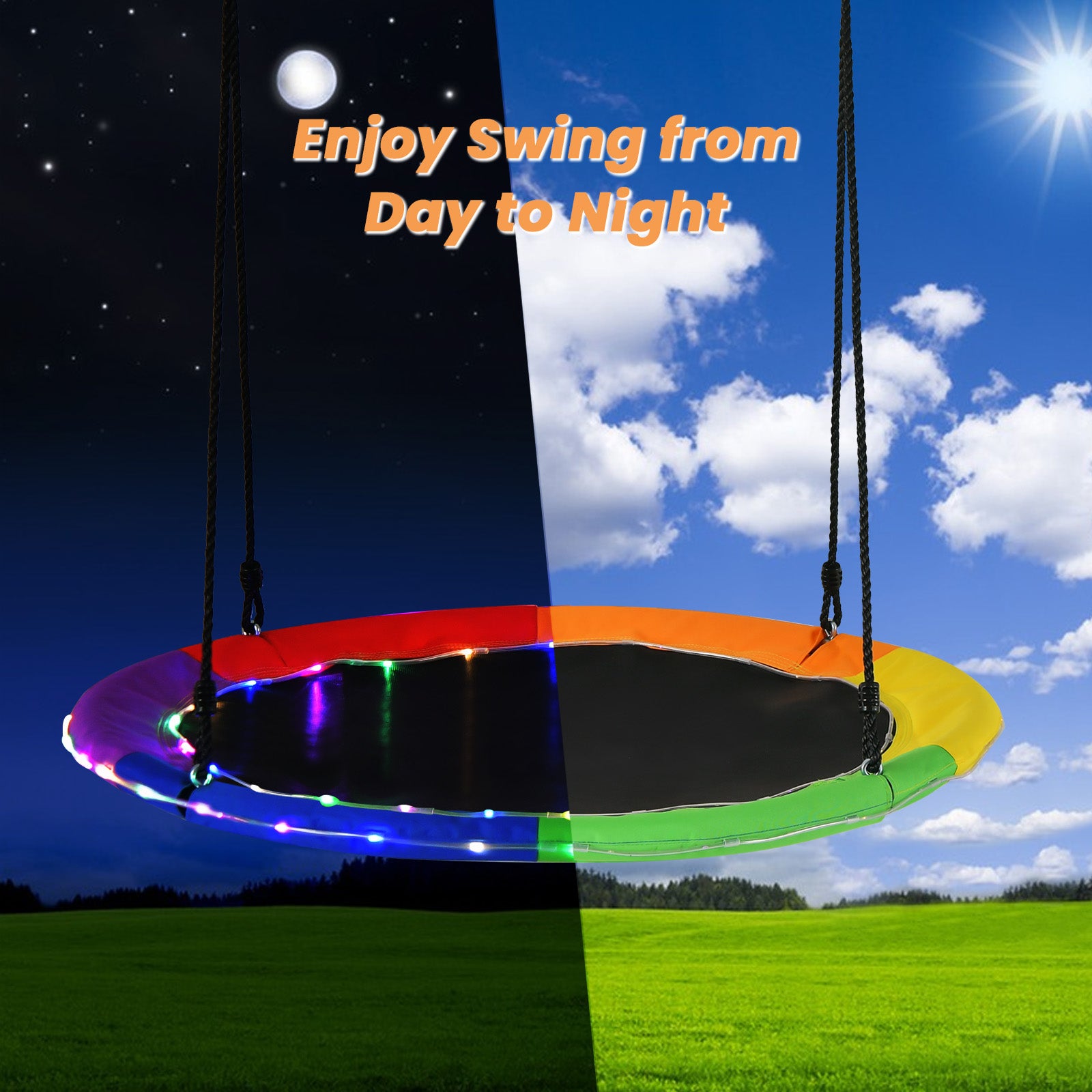 40 Inches Saucer Tree Swing for Kids and Adults, Multicolor Swing & Playsets at Gallery Canada
