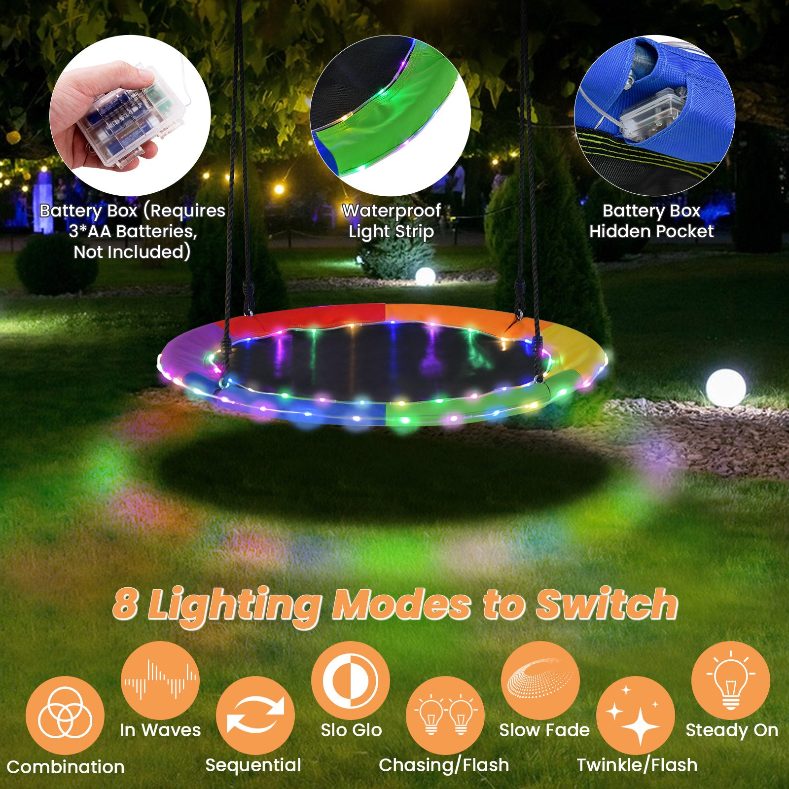 40 Inches Saucer Tree Swing for Kids and Adults, Multicolor Swing & Playsets at Gallery Canada
