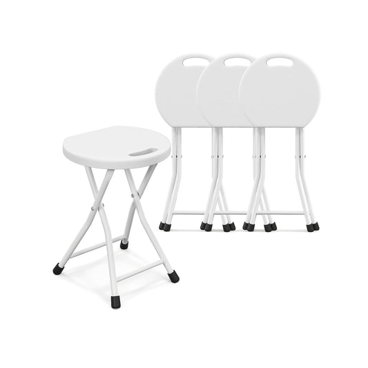 Folding Stool with Built-in Handle for Adults-4 Pieces, White - Gallery Canada