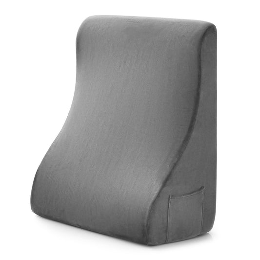 Bed Wedge Pillow with Tablet Pillow Stand and Side Pockets, Gray Bedding Gray  at Gallery Canada
