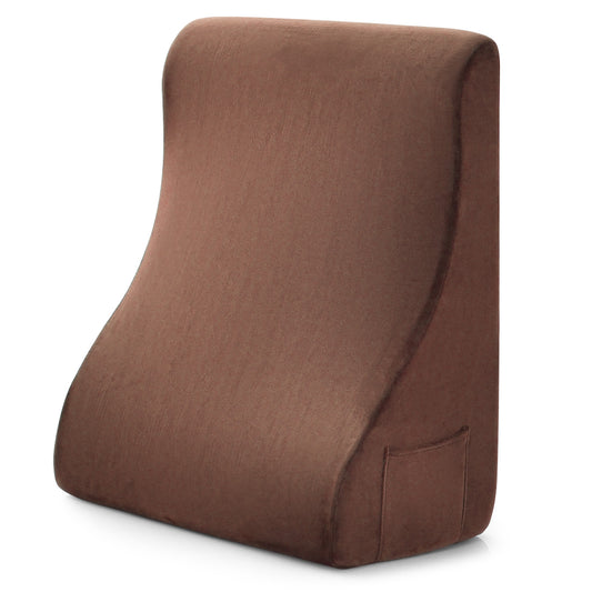Bed Wedge Pillow with Tablet Pillow Stand and Side Pockets, Brown Bedding Brown  at Gallery Canada