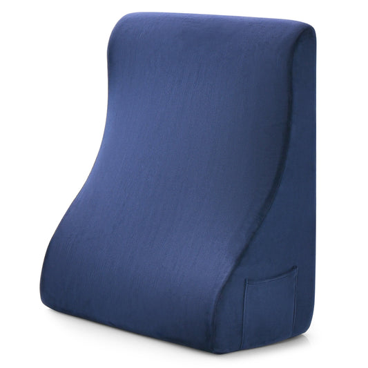 Bed Wedge Pillow with Tablet Pillow Stand and Side Pockets, Navy Bedding Navy  at Gallery Canada