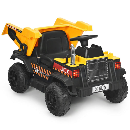 12V Battery Kids Ride On Dump Truck with Electric Bucket and Dump Bed, Yellow Powered Ride On Toys at Gallery Canada