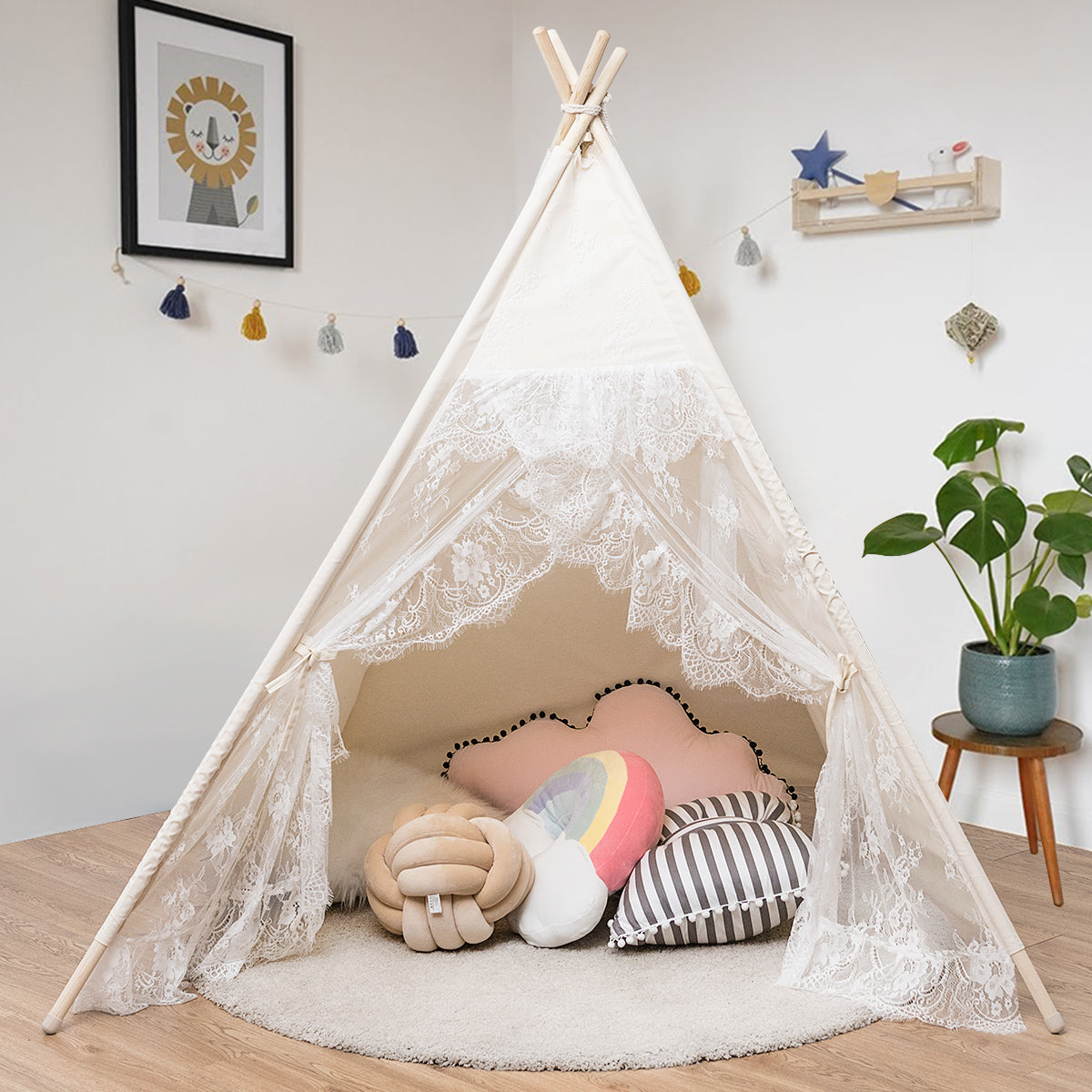 Kids Lace Teepee Tent Folding Children Playhouse with Bag Play Tents & Playhouse   at Gallery Canada