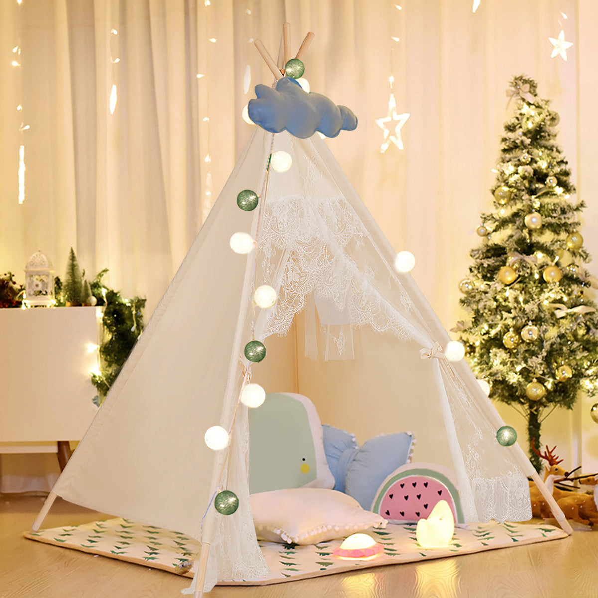 Kids Lace Teepee Tent Folding Children Playhouse with Bag Play Tents & Playhouse   at Gallery Canada