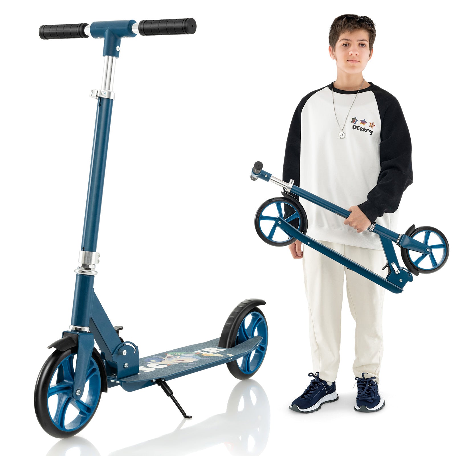 Folding Aluminum Alloy Scooter with 3 Adjustable Heights, Blue Scooters Blue at Gallery Canada