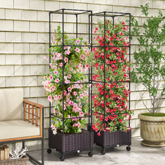67 Inches Raised Garden Bed with Planter Box and Trellis, Black - Gallery Canada