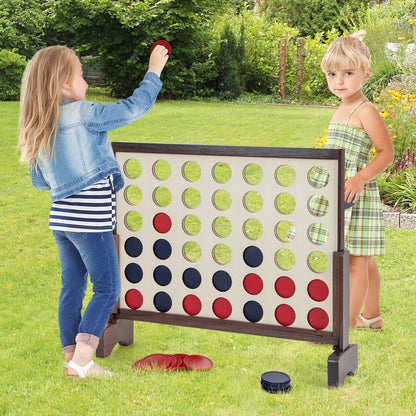 Wooden4-in-a-row Game Set with 42 PCS Chips and 600D Oxford Fabric Carrying Bag, Brown Lawn Games   at Gallery Canada