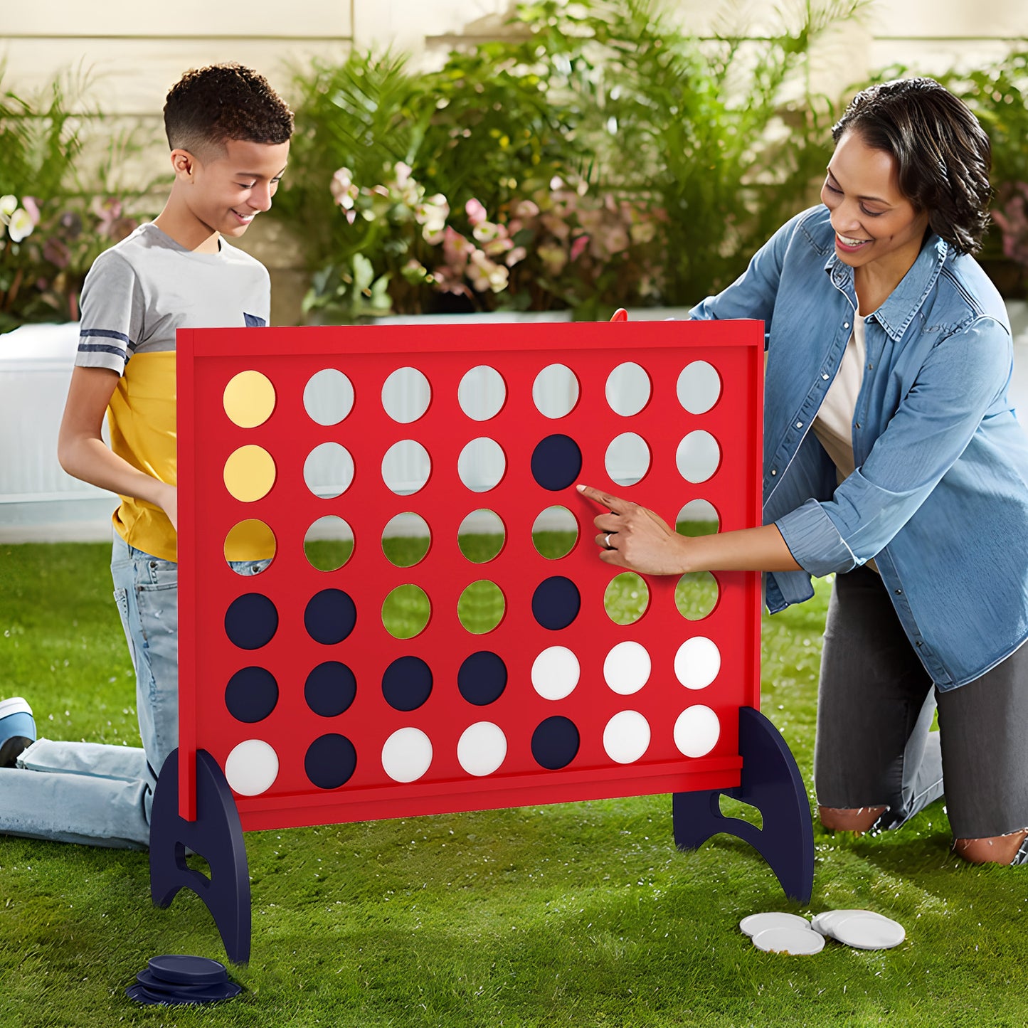 Wooden 4-in-a-row Game Set with 42 PCS Chips and 600D Oxford Fabric Carrying Bag, Red Lawn Games   at Gallery Canada