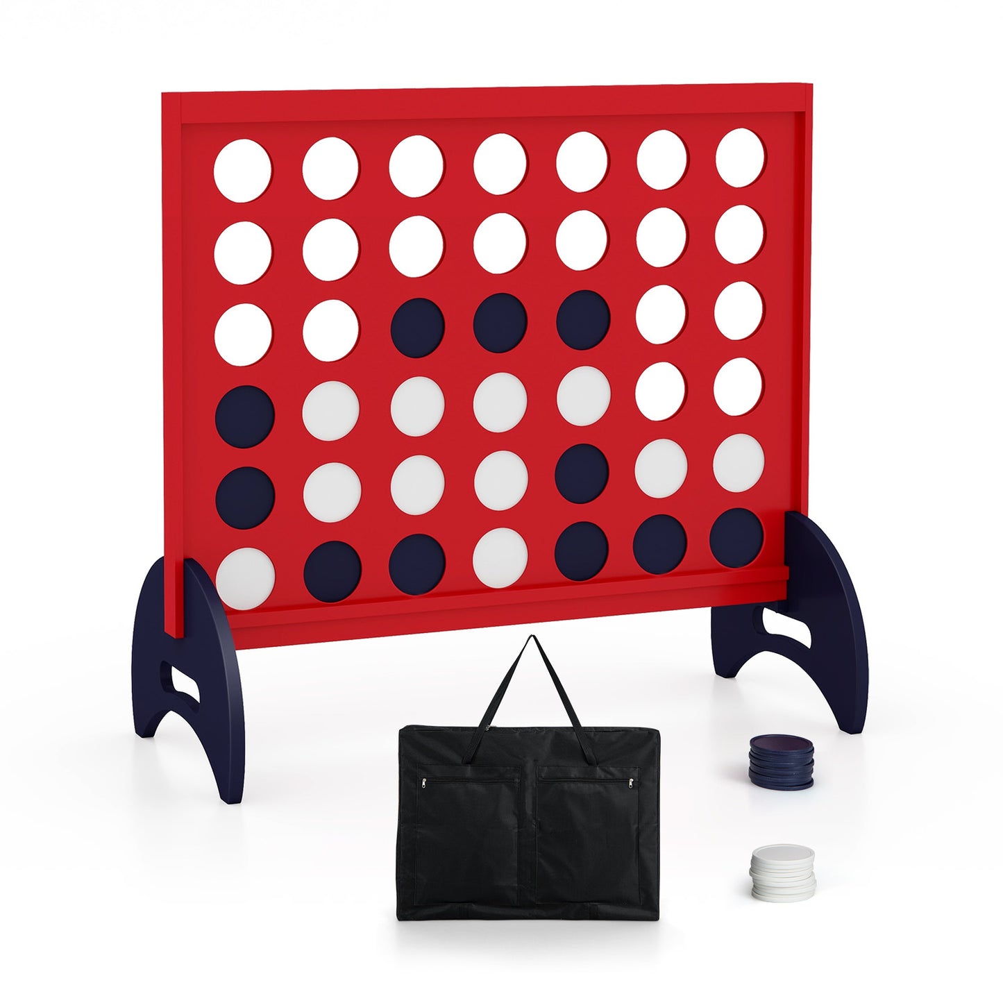 Wooden 4-in-a-row Game Set with 42 PCS Chips and 600D Oxford Fabric Carrying Bag, Red Lawn Games Red  at Gallery Canada