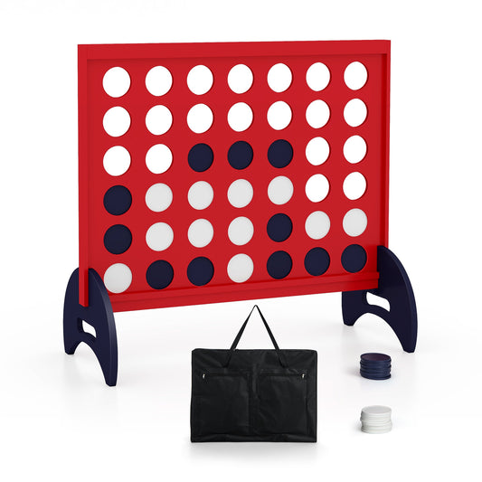 Wooden 4-in-a-row Game Set with 42 PCS Chips and 600D Oxford Fabric Carrying Bag, Red - Gallery Canada