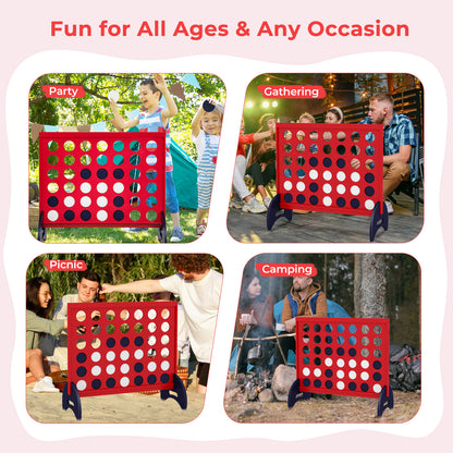 Wooden 4-in-a-row Game Set with 42 PCS Chips and 600D Oxford Fabric Carrying Bag, Red Lawn Games   at Gallery Canada