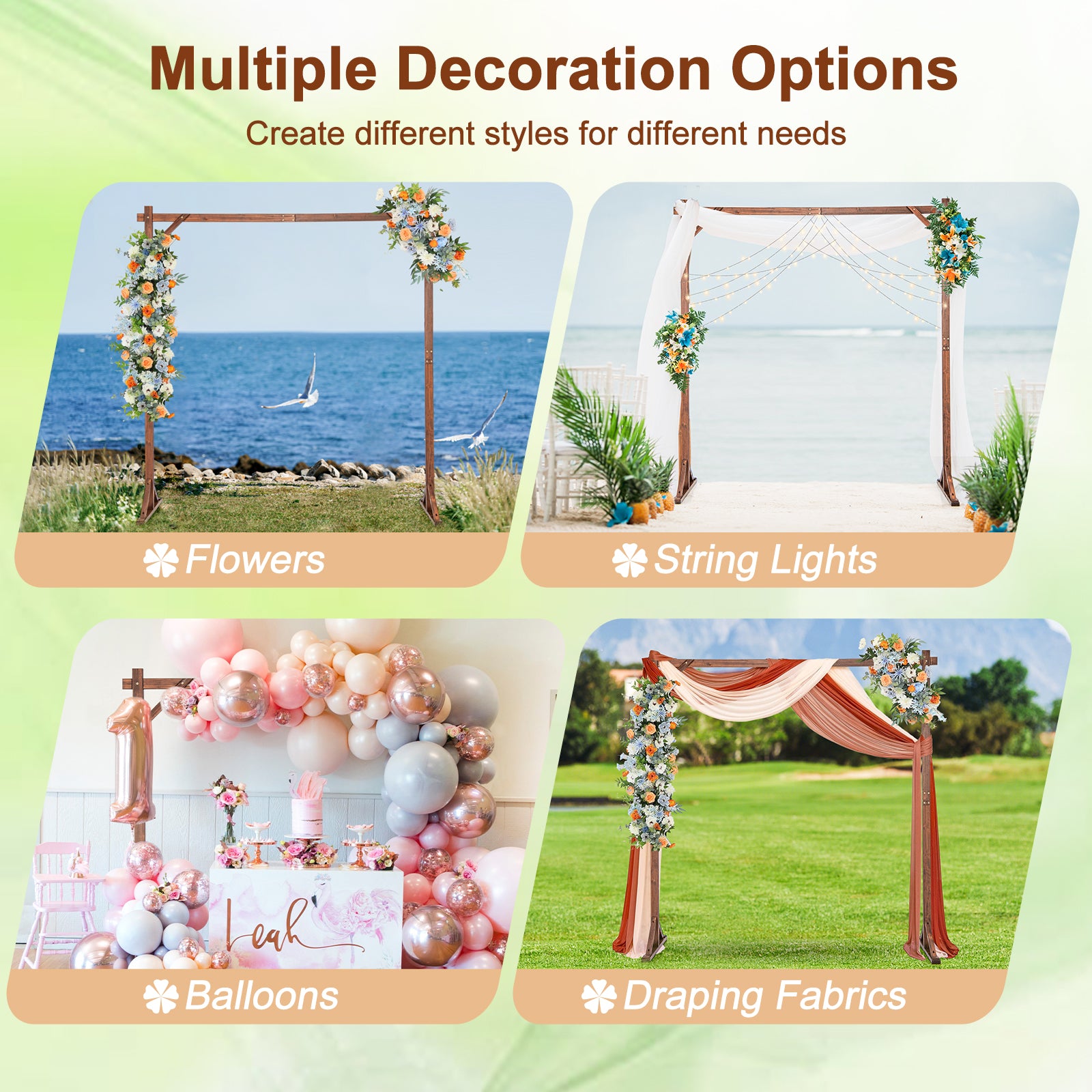 Wooden Wedding Arch Solid Wood Arbor Backdrop Stand for Wedding Ceremony-Square Outdoor Decor   at Gallery Canada