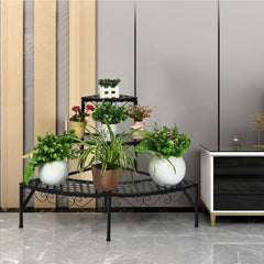 3 Tier Metal Corner Plant Display Rack, Black Plant Stands Black at Gallery Canada