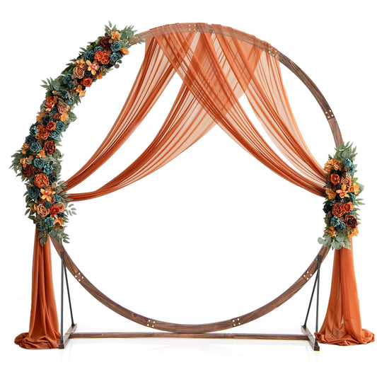 Wooden Wedding Arch Solid Wood Arbor Backdrop Stand for Wedding Ceremony-Round, Brown - Gallery Canada