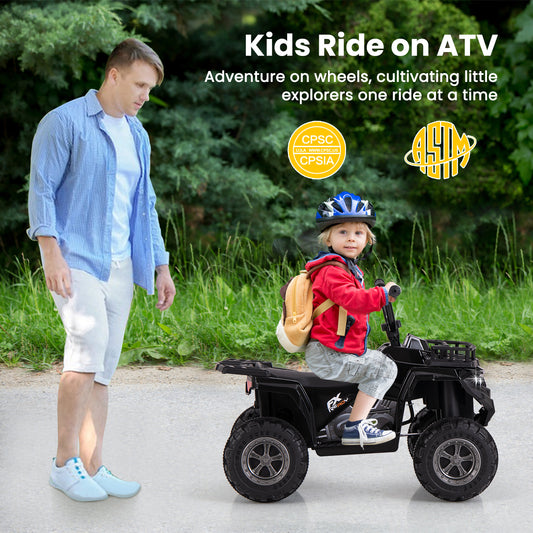 6V Kids Ride On Electric ATV with LED Headlights and MP3 Player, Black - Gallery Canada