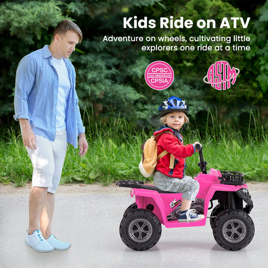 6V Kids Ride On Electric ATV with LED Headlights and MP3 Player, Pink - Gallery Canada