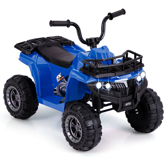 6V Kids Ride On Electric ATV with LED Headlights and MP3 Player, Blue - Gallery Canada