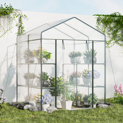 Walk-in Greenhouse with 4 Tiers 8 Shelves PVC Cover Roll-up Zippered Door, Transparent Greenhouses   at Gallery Canada