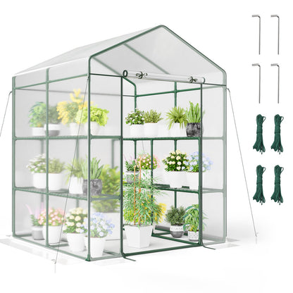 Walk-in Greenhouse with 4 Tiers 8 Shelves PVC Cover Roll-up Zippered Door, Transparent Greenhouses Transparent  at Gallery Canada