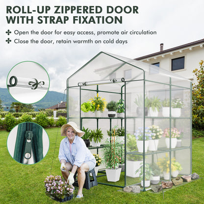 Walk-in Greenhouse with 4 Tiers 8 Shelves PVC Cover Roll-up Zippered Door, Transparent Greenhouses   at Gallery Canada