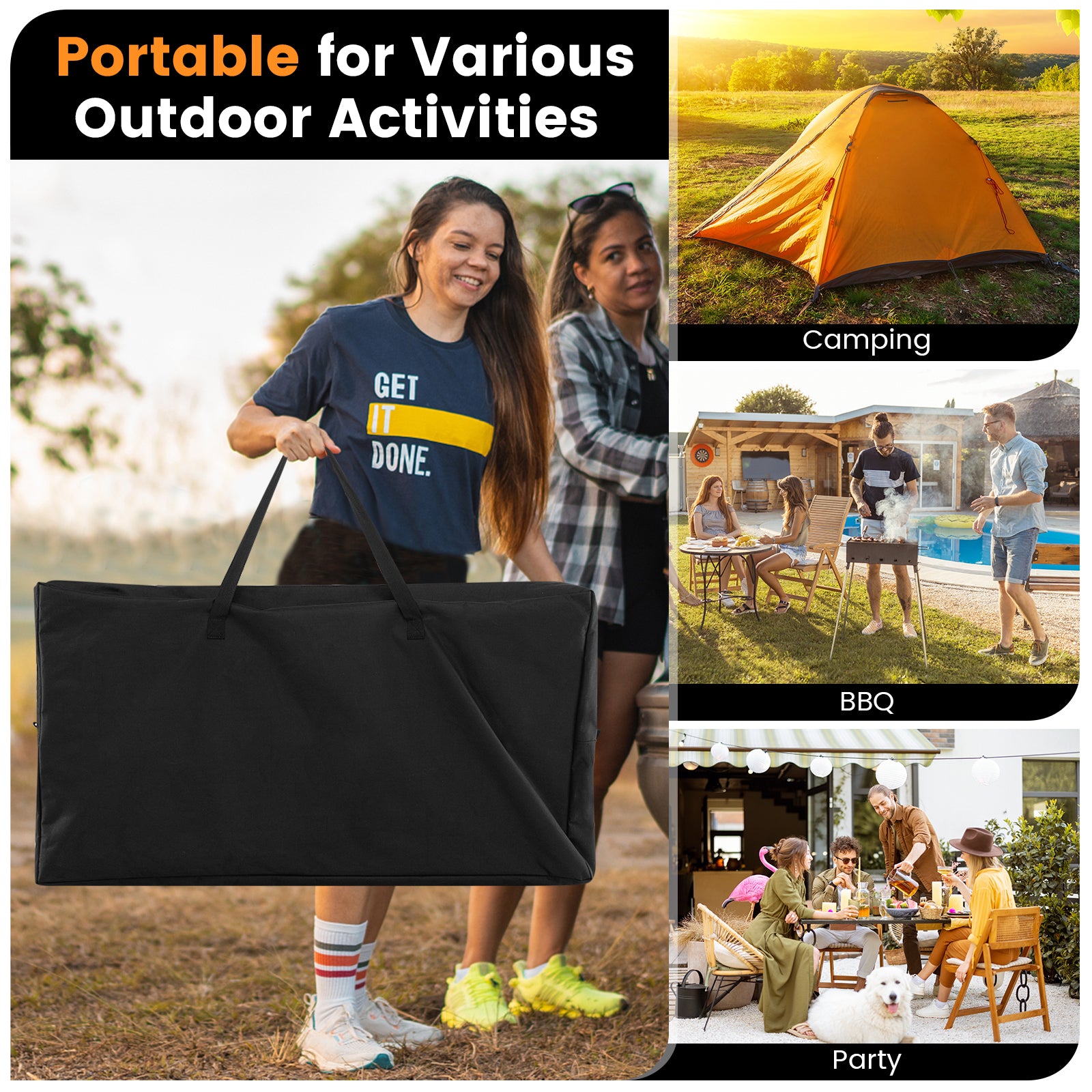 Folding Portable Outdoor Cook Station with Heat-Resistant Aluminum Tabletop, Black Camping Furniture at Gallery Canada