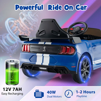 12V Licensed Ford Mustang Shelby GT500 Kids Ride on Car with Remote Control for Kids Aged 3-8, Blue Powered Ride On Toys   at Gallery Canada