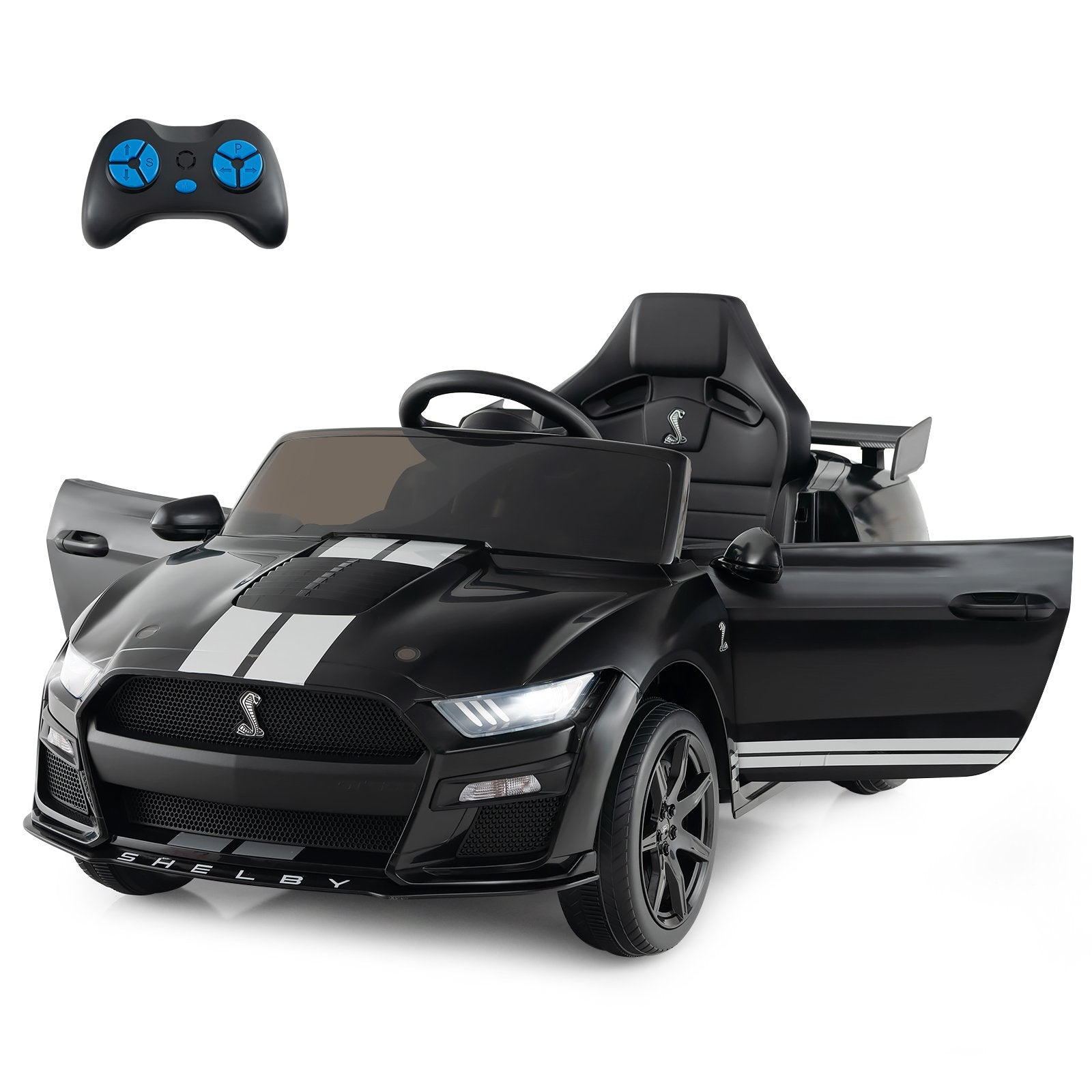 12V Licensed Ford Mustang Shelby GT500 Kids Ride on Car with Remote Control for Kids Aged 3-8, Black Powered Ride On Toys Black  at Gallery Canada