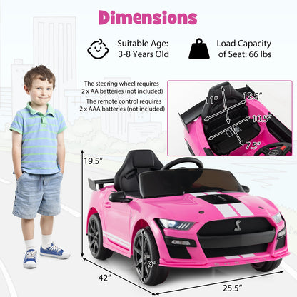 12V Licensed Ford Mustang Shelby GT500 Kids Ride on Car with Remote Control for Kids Aged 3-8, Pink Powered Ride On Toys   at Gallery Canada