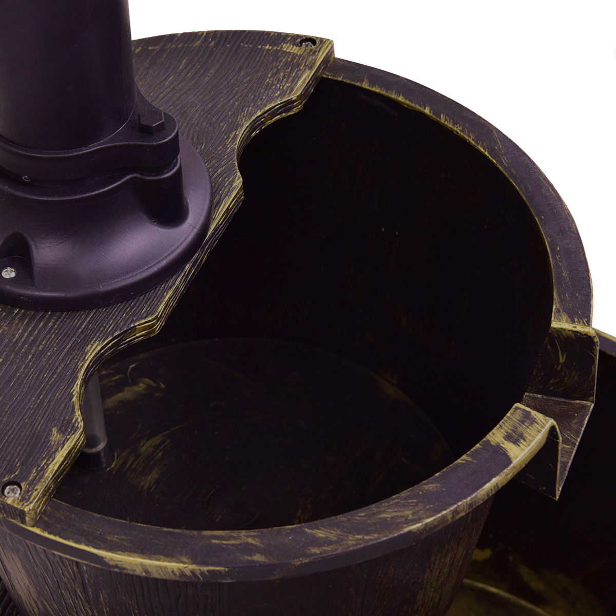 2 Tiers Outdoor Barrel Waterfall Fountain with Pump, Bronze Outdoor Decor at Gallery Canada