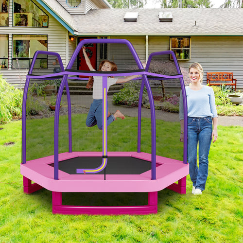 7 Feet Kids Recreational Bounce Jumper Trampoline, Pink