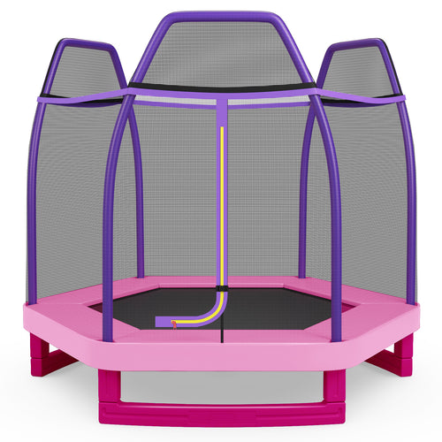 7 Feet Kids Recreational Bounce Jumper Trampoline, Pink