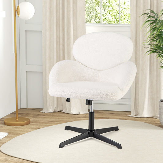 Swivel Cross Legged Chair with Adjustable Height and Rocking Function, White Accent Chairs White  at Gallery Canada