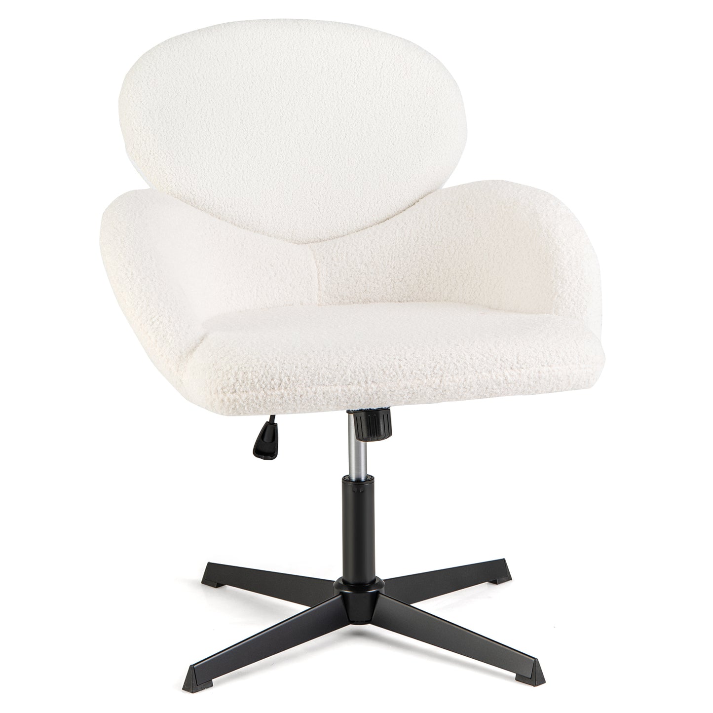 Swivel Cross Legged Chair with Adjustable Height and Rocking Function, White Accent Chairs White  at Gallery Canada