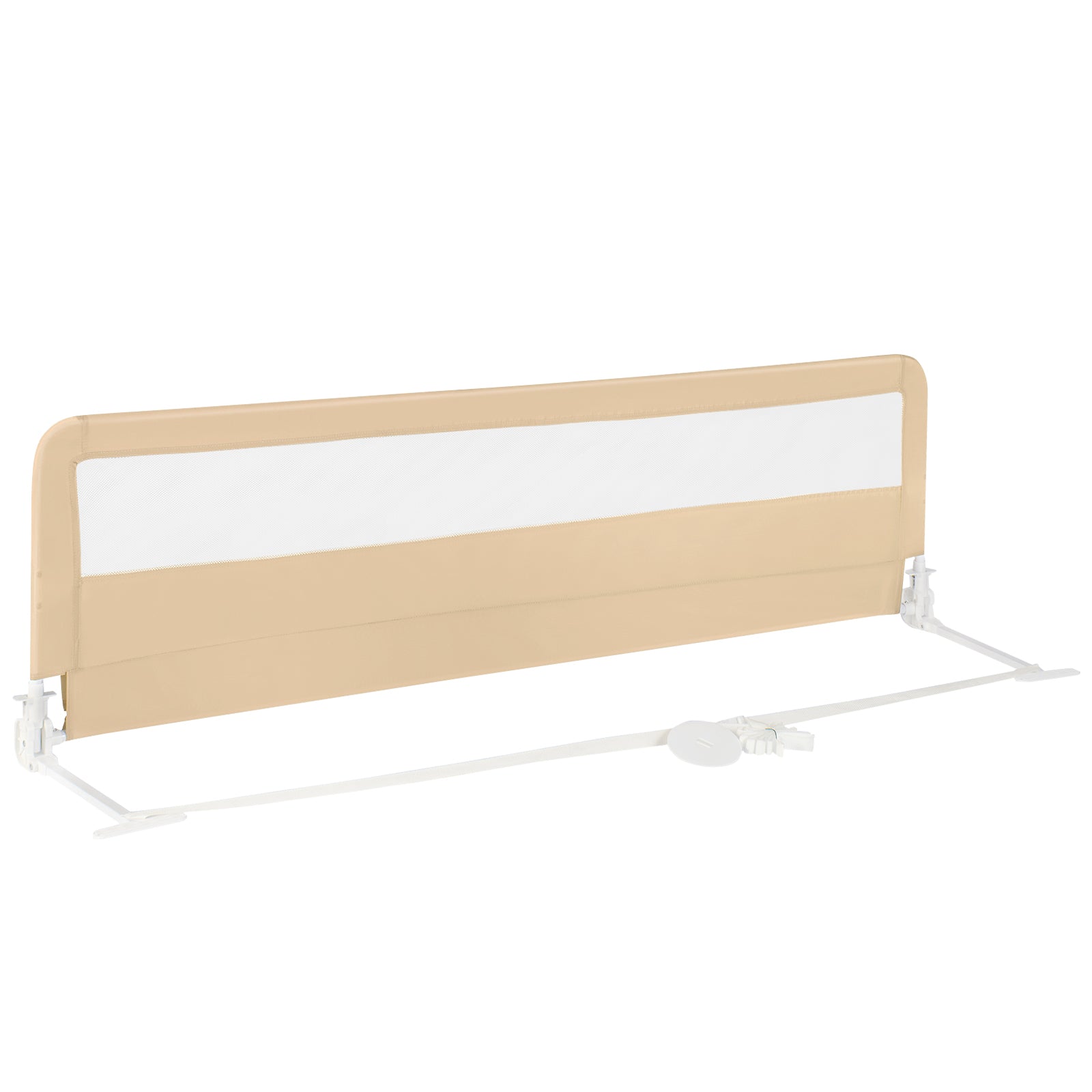 71 Inch Extra Long Swing Down Bed Guardrail with Safety Straps, Beige Bed Rails at Gallery Canada