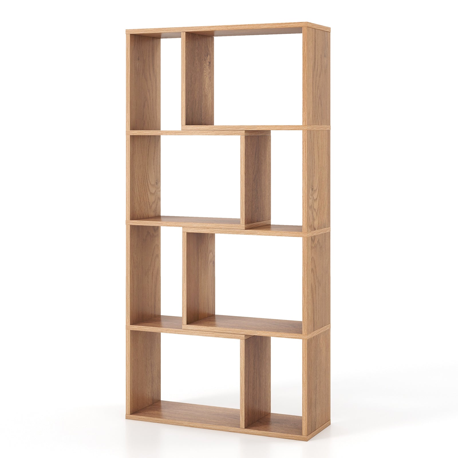 48 Inch 4-Tier Geometric Bookshelf with 8 Cubes for Living Room Bedroom, Natural Bookcases   at Gallery Canada