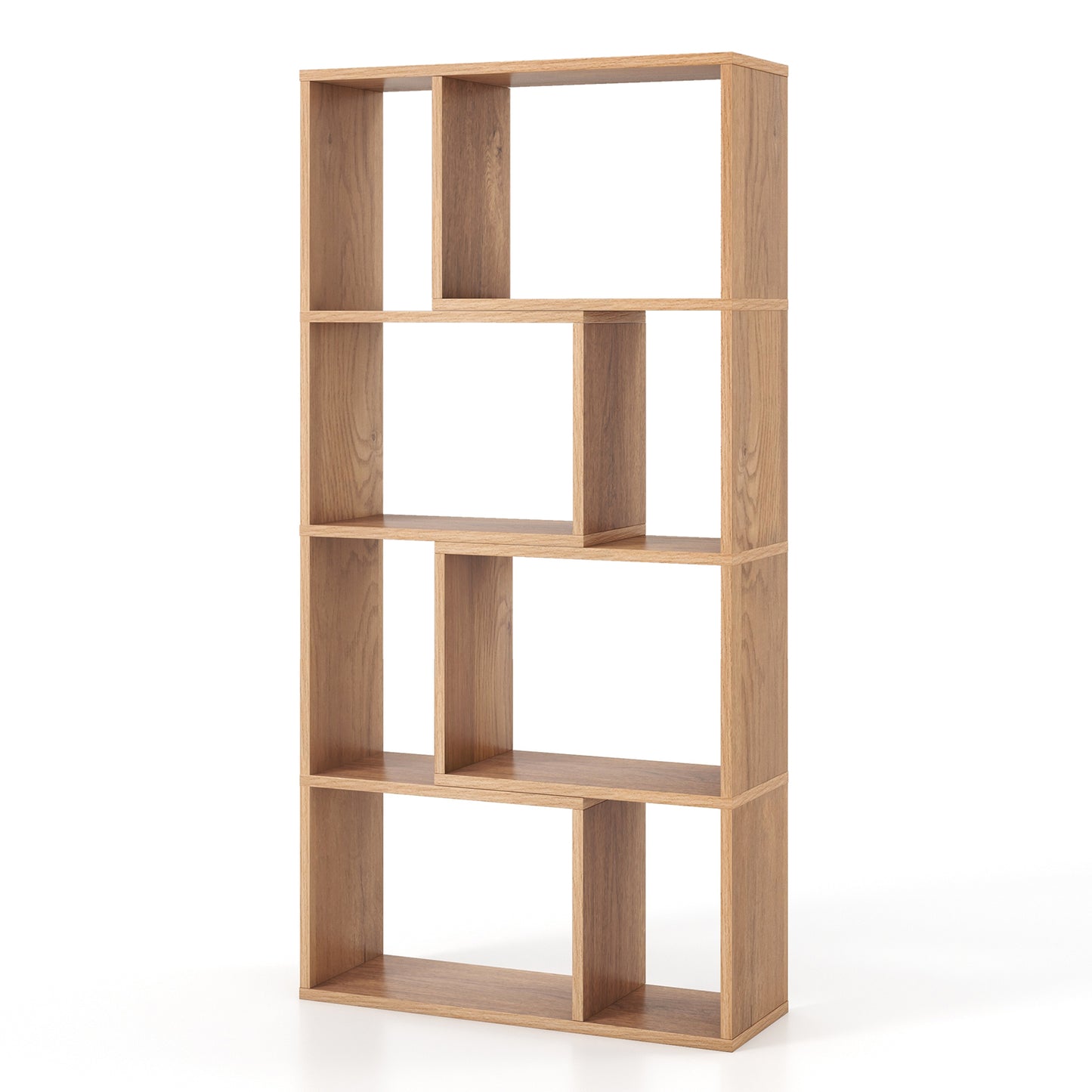 48 Inch 4-Tier Geometric Bookshelf with 8 Cubes for Living Room Bedroom, Natural Bookcases   at Gallery Canada